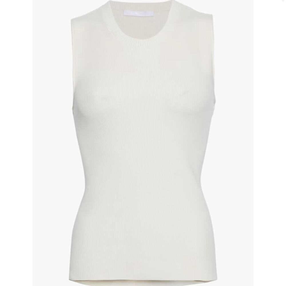 Helmut Lang Cutout Ribbed Knit Ivory Crean Tank size small